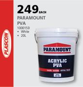Plascon 20Ltr Paramount PVA White 1000159-Each