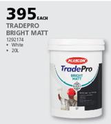 Plascon 20Ltr Trade Pro Bright Matt (White) 1292174-Each