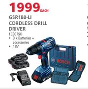 3Bosch Cordless Drill Driver GSR180-LI-Each
