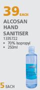 Alcosan Hand Sanitiser 70% Isopropyl 1335722-250ml Each