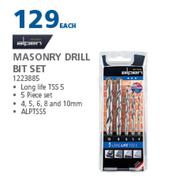 3Alpen Masonry Drill Bit Set 1223885-Each