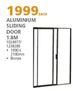 Aluminium Sliding Door 1.8m 1024977/1238289-1800 x 2100mm Each