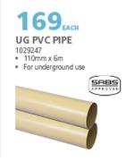 UG PVC Pipe 1029247-110mm x 6m Each