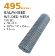 Galvanised Welded Mesh 1.6mm 1311382-1800 x 100 x 100mm Per Roll