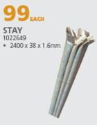 Stay 1022649-2400 x 38 x 1.6mm Each