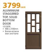 Aluminium Staggered Top, Solid Bottom Door 1313976-900 x 2100mm Each