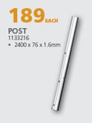 Post 1133216-2400 x 76 x 1.6mm Each