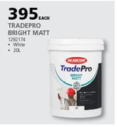 Plascon TradePro Bright Matt 20Ltr (White)-Each