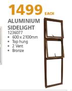 Aluminium Sidelight 600 x 2100mm-Each