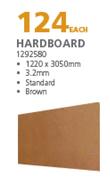 Hardboard (Standard Brown) 3.2mm 1220 x 3050mm-Each