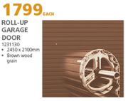 Aluminium Roll Up Garage Door Brown Wood Grain 2450 x 2100mm-Each