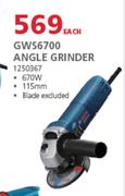 Bosch Angle Grinder 670W 115mm GWS6700-Each