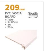 PVC Fascia Board White 4m-9 x 225mm Each