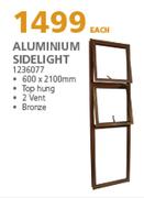 Aluminium Sidelight 1236077-600 x 2100mm Each