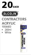 Alcolin Contractors Acrylic (White)-260ml Each