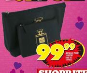 Metallic Print Toiletry Bag Set 2-Piece 