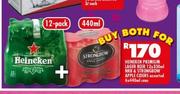 Heineken Premium Lager Beer 12x330ml NRB & Strongbow Apple Cinders Assorted 6x440ml Cans-For Both