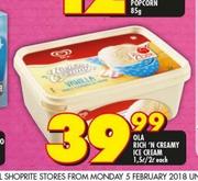 Ola Rich' N Creamy Ice Cream-1.5L/ 2L Each
