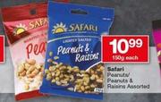 Safari Peanuts/Peanuts & Raisins-150g Each