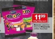 Beacon Liquorice Allsorts/Maynards Jellies-125g/150g Each