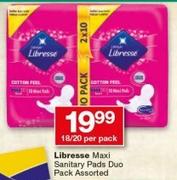 Libresse Maxi Sanitary Pads Duo Pack-18/20 Per Pack
