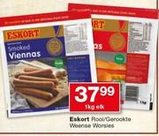 Eskort Rooi/Gerookte Weenes Worsies-1kg Elk