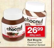 Red Bicycle Chocnut Duo/Hazelnut Spread-400g Each