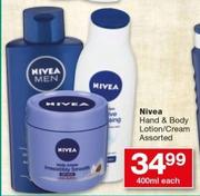 Nivea Hand & Body Lotion/Cream-400ml Each
