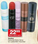 Yardley Perfume Body Spray For Ladies/Men-90ml/125ml Each