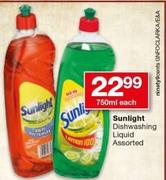 Sunlight Dishwashing Liquid-750ml Each