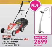 Ryobi 2400W Lawnmower Plus 350W Trimmer-Per Combo