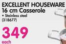 Excellent Houseware 16cm Casserole Stainless Steel-Each