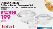 Primaries 3 Piece Round Casserole Set-Per Set