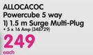 Allocacoc Powercube 5 Way 1.5m Surge Multi Plug-Each