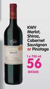 KWV Merlot, Shiraz, Cabernet Sauvignon Or Pinotage-750ml