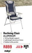 Camp Master Reclining Chair Aluminium 