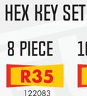 8 Piece Hex Key Set Imperial