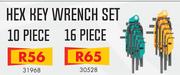 16 Piece Hex Key Wrench Set