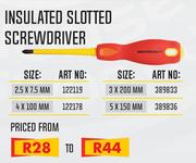 Insulated Slotted Screwdriver 2.5x7.5mm To 5x150mm-Each