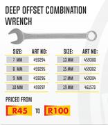Deep Offset Combination Wrench From 7mm To 19mm-Each