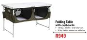 Camp Master Folding Table With Cupboards 120(L)X60(W)X54.5/62(H)cm