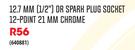 Mastercraft 12.7 mm (1/2") Dr Spark Plug Socket 12-Point 21 mm Chrome