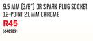 Mastercraft 9.5MM (3/8") DR Spark Plug Socket 12 Point 21MM Chrome