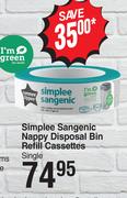 Tommee Tippee Simplee Sangenic Nappy Disposal Bin Refill Cassettes Single