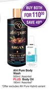 Afri Pure Body Wash 500ml Plus Body Oil 180ml-Both For