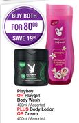 Playboy Or Playgirl Body Wash 400ml Plus Body Lotion Or Cream 400ml-Both For