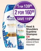 Head & Shoulders Supreme Shampoo Or Conditioner Assorted-For 2 x 400ml/275ml