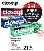 Closeup Deep Action 125g Toothpastes-Each