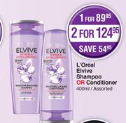 L'Oreal Elvive Shampoo Or Conditioner Assorted-400ml