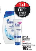 Head & Shoulders Shampoo Or Conditioner-400ml/360ml/275ml Each